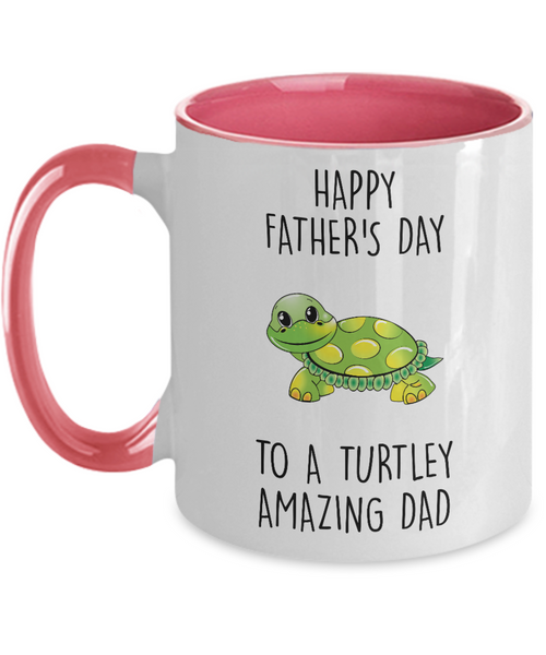 Happy Father's Day To A Turtley Amazing Dad Two-Tone Mug Coffee Cup Funny Gift