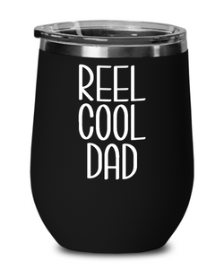 Dad Fishing Wine Tumbler Funny Fly Fisherman Gift Father's Day Insulated Travel Stemless Cup BPA Free