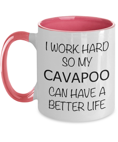 I Work Hard Cavapoo Mug Two-Tone Coffee Cup Funny Gift
