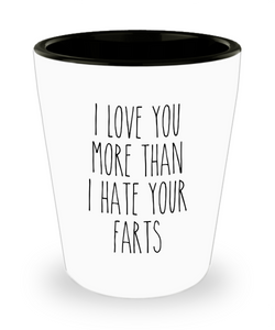 I love You More Than I Hate Your Farts Shot Glass Valentine's Day For Him Funny Anniversary Shot Glasses