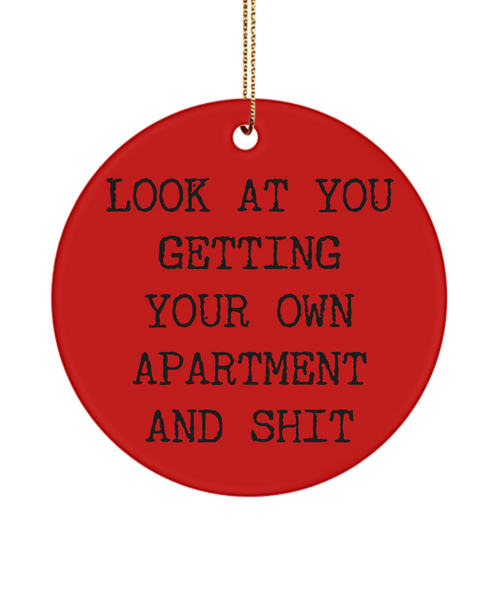First Apartment Housewarming Look At You Getting Your Own Apartment And Shit Ceramic Christmas Tree Ornament