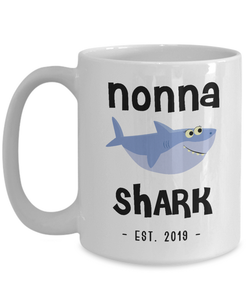 Nonna Shark Mug New Nonna Est 2019 Do Do Do Expecting Nonnas Baby Shower Pregnancy Reveal Announcement Gifts Coffee Cup