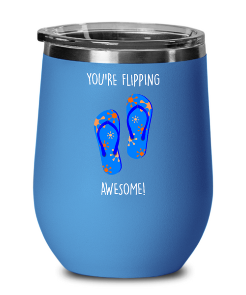 Congratulations You're Flipping Awesome Insulated Wine Tumbler 12oz Travel Cup Funny Gift