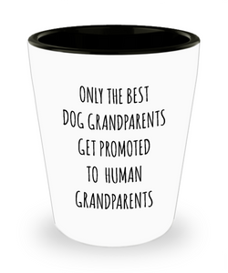 New Grandpa First Time Grandma Gift Baby Announcement Pregnancy Reveal Only the Best Dog Grandparents Get Promoted to Human Grandparents Ceramic Shot Glass