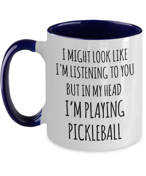 Pickleball Gift, Pickleball, Pickleball Gifts, Pickleball Mug, In My Head I'm Playing Pickleball Two Toned Coffee Cup