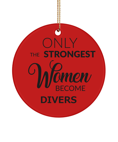 Diving Only The Strongest Women Become Divers Ceramic Christmas Tree Ornament