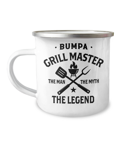 Bumpa Grillmaster The Man The Myth The Legend Metal Camping Mug Coffee Cup Funny Gift