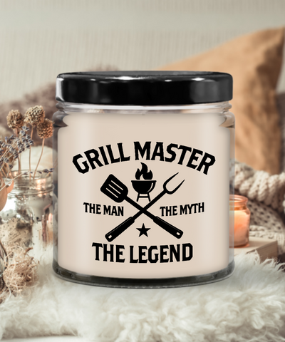 Grill Master The Man The Myth The Legend Candle 9 oz Vanilla Scented Soy Wax Blend Candles Funny Gift