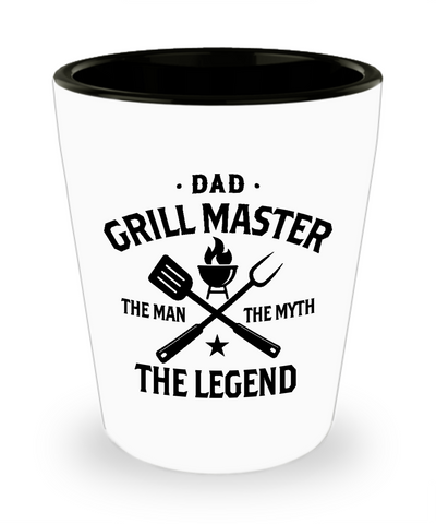 Dad Grillmaster The Man The Myth The Legend Ceramic Shot Glass Funny Gift