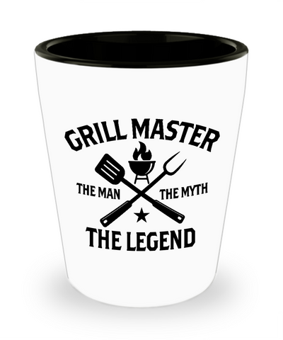 Grill Master The Man The Myth The Legend Ceramic Shot Glass Funny Gift