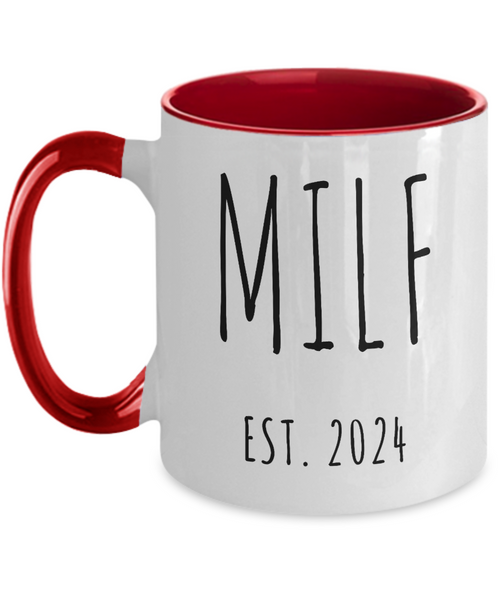 First Time Mom Gift, Postpartum Gift, New Mom Gift, MILF Est 2024 Mug, Push Present, Mother's Day Cup, Pregnant, Expecting Mom, Baby Shower, Colored Mug