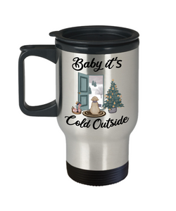 Baby it's Cold Outside Mug Christmas Gift Cute Winter Scene Mugs with Sayings Gift for Grandma Dog Lover Travel Coffee Cup Stocking Stuffer