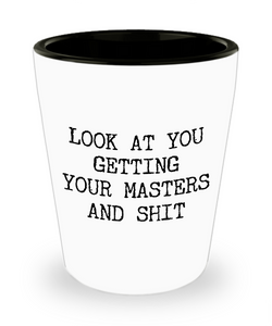 Masters Degree Gift Idea Master's Degree Graduation Gift Funny Ceramic Shot Glass for Men & Women