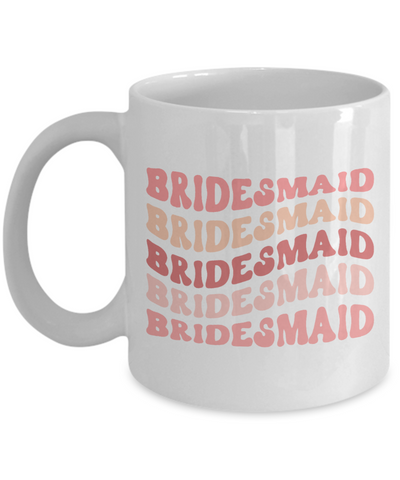 Bridesmaid Mug, Groovy Bachelorette, Groovy Bridesmaid, Retro Bridesmaid Mug, Bridal Party Mugs, Wedding Day, Aesthetic Boho Peach Pink Coffee Cup