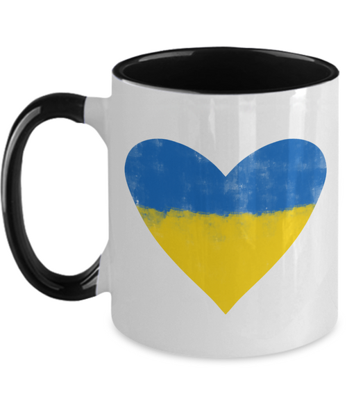 Ukraine Heart Mug Support Ukraine I Stand with Ukraine Stop War Free Ukraine No War Two-Tone Coffee Cup