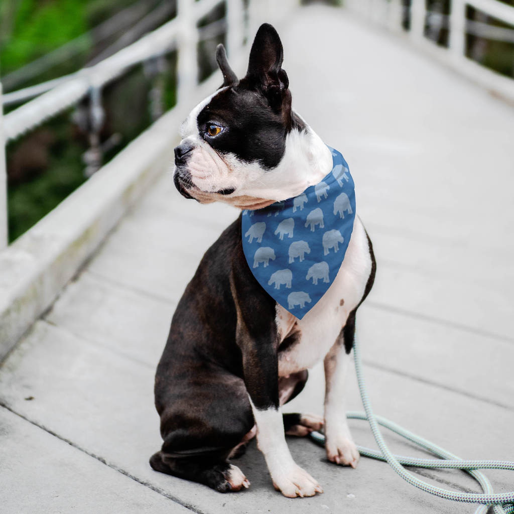 Hippopotamus Dog Scarf Blue Mini Hippo Bandana for Pitbull