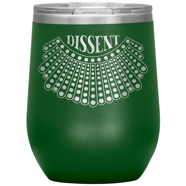 I Dissent Lace Collar Ruth Bader Ginsburg Notorious RBG Feminist Gifts Stemless Stainless Steel Insulated Wine Tumbler BPA Free 12oz