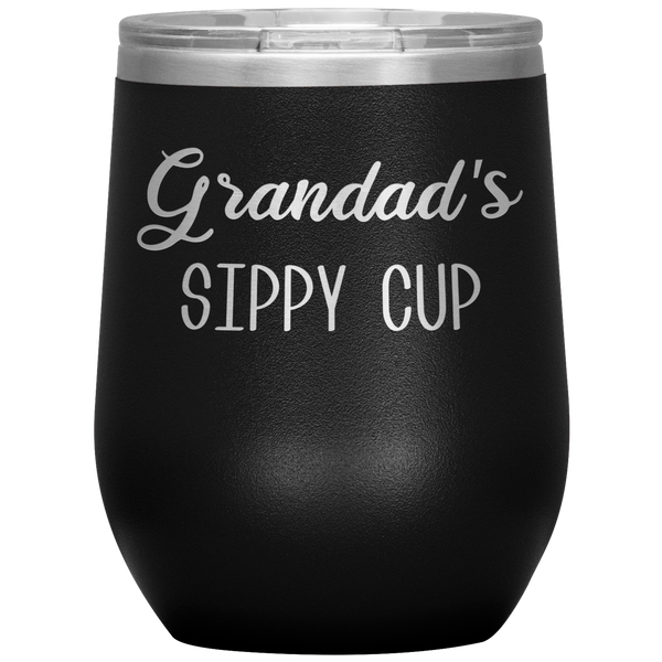 Grandad's Sippy Cup Gift for Grandad Funny Stemless Stainless Steel Insulated Wine Tumbler BPA Free 12oz