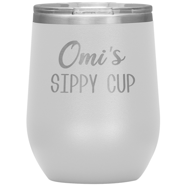 Omi's Sippy Cup Omi Wine Tumbler Gifts Funny Stemless Stainless Steel Insulated Wine Tumblers BPA Free 12oz Travel Cup