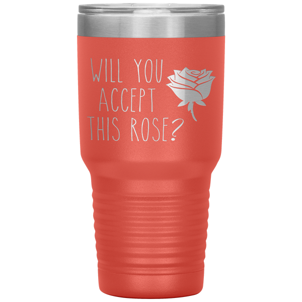 Will You Accept This Rose Tumbler Romantic Gift Travel Coffee Cup 30oz BPA Free