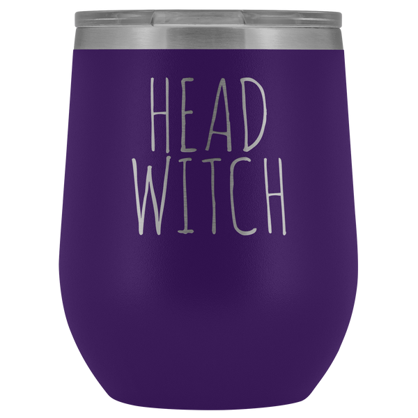 Head Witch Halloween Wine Tumbler Funny Fall Gifts for Friends and Witches Stemless Insulated Hot Cold BPA Free 12oz Travel Sippy Cup