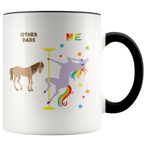 Funny Dad Gifts Pole Dancing Unicorn Mug Rainbow Coffee Cup Gay Pride LGBTQ You Me Mug 11oz