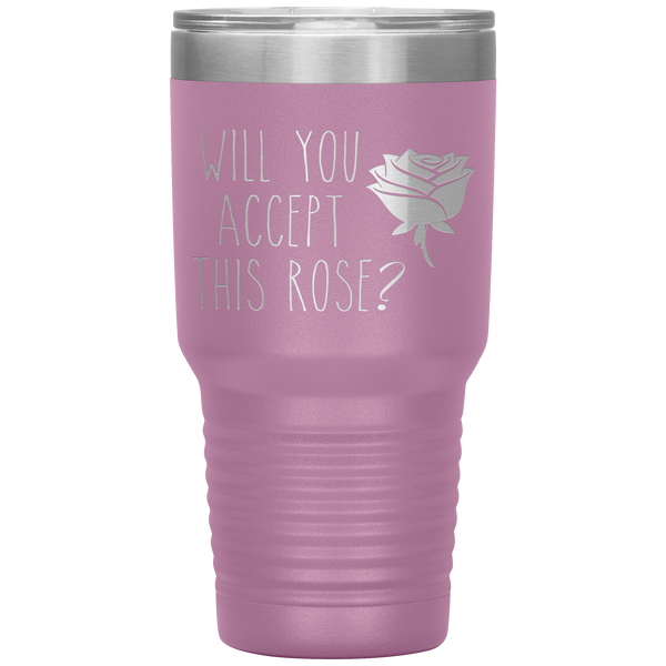 Will You Accept This Rose Tumbler Romantic Gift Travel Coffee Cup 30oz BPA Free