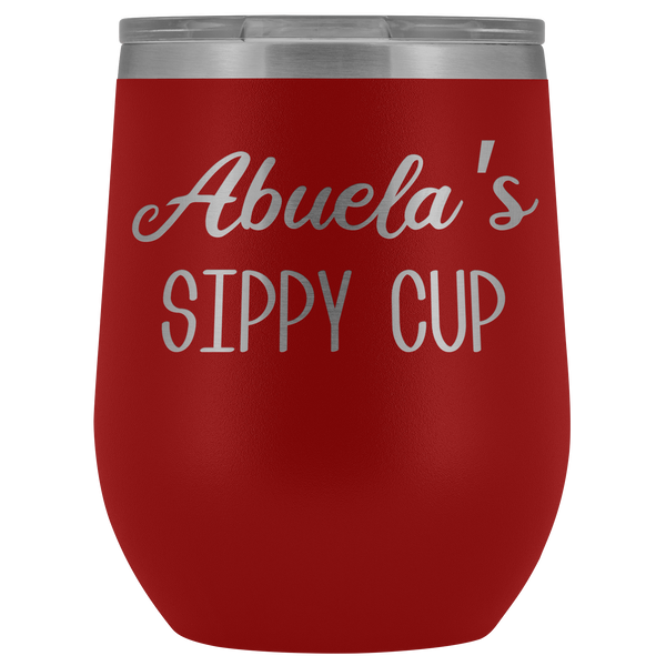 Abuela's Sippy Cup Abuela Wine Tumbler Gifts Funny Stemless Stainless Steel Insulated Wine Tumblers Hot Cold BPA Free 12oz Travel Cup