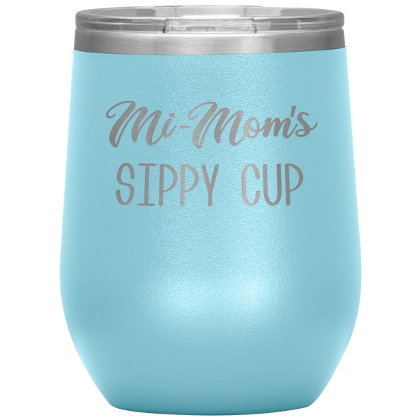 Mi-Mom's Sippy Cup Wine Tumbler Gifts Funny Stemless Insulated Wine Tumblers Hot Cold BPA Free 12oz Travel Cup