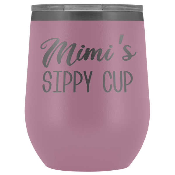 Mimi's Sippy Cup Mimi Wine Tumbler Gifts for Mimis Funny Stemless Stainless Steel Insulated Tumblers Hot Cold BPA Free 12oz Travel Cup