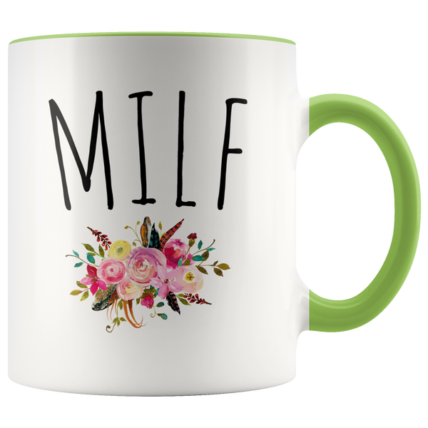 MILF Mug New Mom Gag Gift Funny Wife Gifts for Mother's Day Floral Coffee Cup