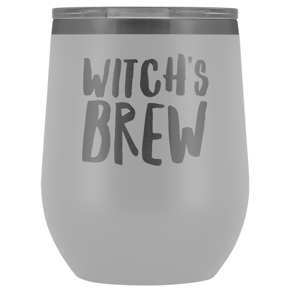 Witch's Brew Halloween Wine Tumbler Funny Fall Gifts for Friends and Witches Stemless Insulated Hot Cold BPA Free 12oz Travel Sippy Cup