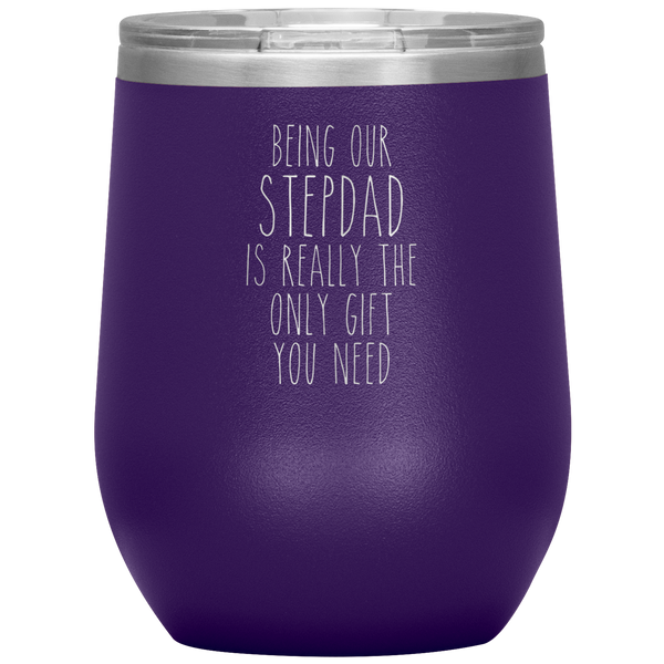 Father's Day Being Our Stepdad is the Only Gift You Need Stemless Insulated Travel Wine Tumbler BPA Free 12oz