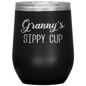 Granny's Sippy Cup Gift for Granny Funny Stemless Stainless Steel Insulated Wine Tumbler BPA Free 12oz