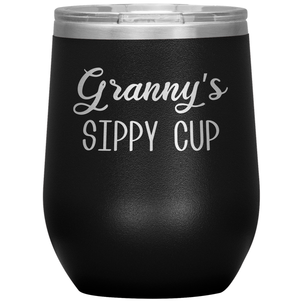 Granny's Sippy Cup Gift for Granny Funny Stemless Stainless Steel Insulated Wine Tumbler BPA Free 12oz