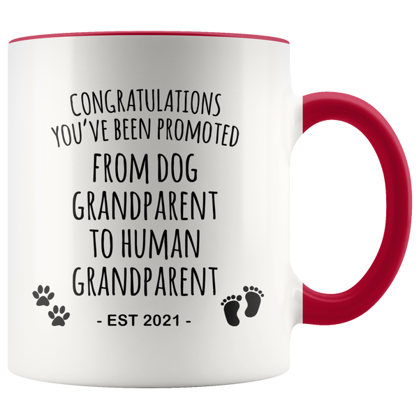 Dog Grandparent To Human Grandparent Mug Est 2021 Pregnancy Reveal First Time Grandparent Gift Promoted to Grandparent Cup Baby Announcement