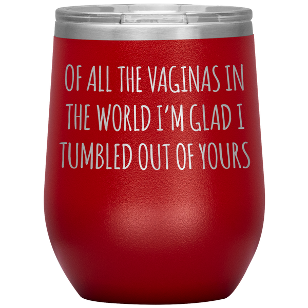 Funny Mother's Day Wine Tumbler Of All the Vaginas Stemless Insulated Wine Tumbler BPA Free 12oz