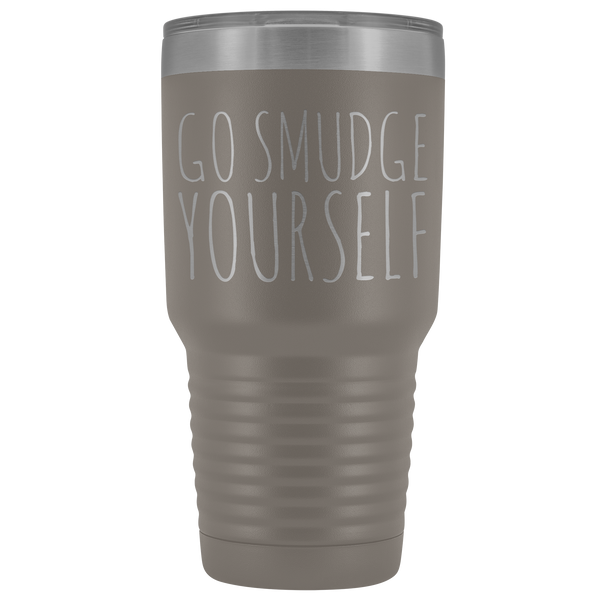 Go Smudge Yourself Tumbler Funny Rude Gifts for Friends Metal Mug Insulated Hot Cold Travel Coffee Cup 30oz BPA Free