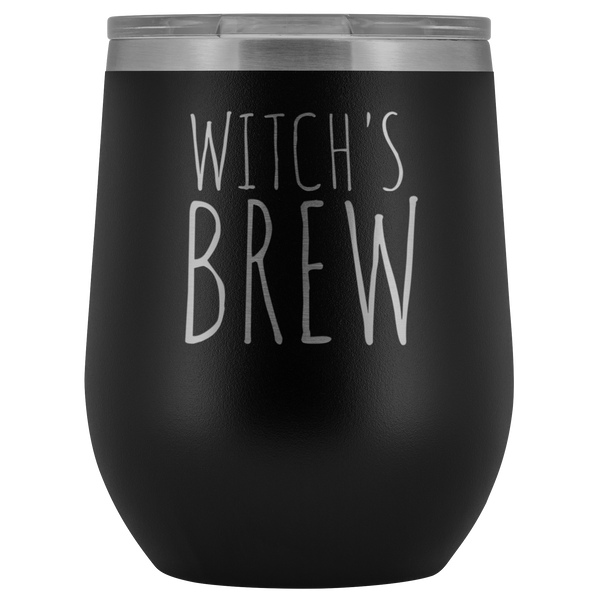 Witch's Brew Halloween Wine Tumbler Funny Fall Gifts for Friends Stemless Insulated Hot Cold BPA Free 12oz Travel Sippy Cup