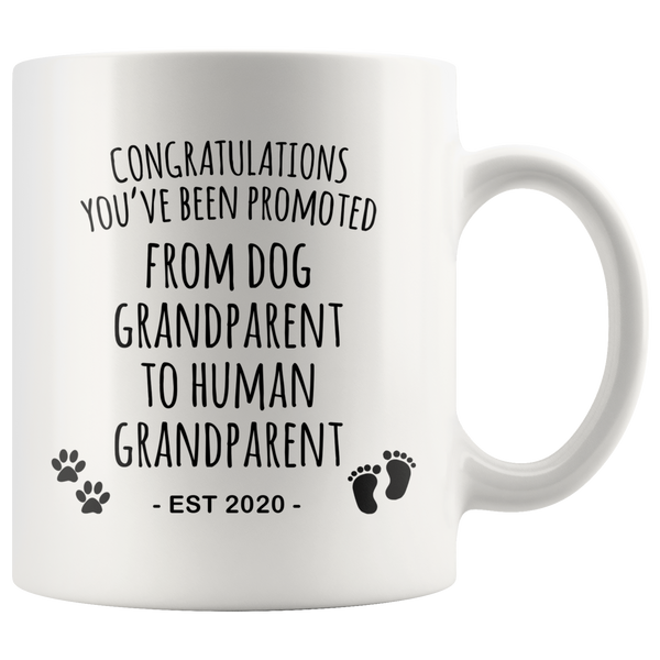 Dog Grandparent To Human Grandparent Mug Est 2020 Pregnancy Reveal First Time Grandparent Gift Promoted to Grandparent Cup Baby Announcement