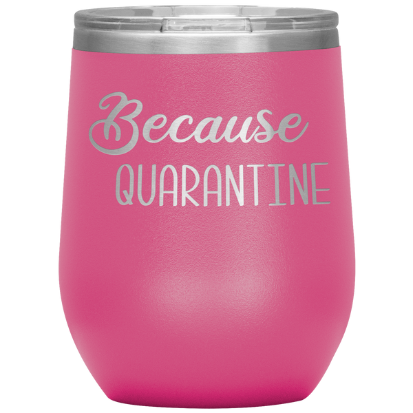 Quarantine 2020 Wine Tumbler Because Quarantine Funny Wine Glass Quarantine Gift Stemless Insulated BPA Free 12oz Travel Cup
