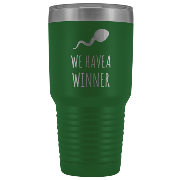 Funny Pregnancy Announcement Reveal Gift to Husband Baby Announcement We Have a Winner Tumbler Metal Mug Insulated Hot Cold Travel Coffee Cup 30oz BPA Free
