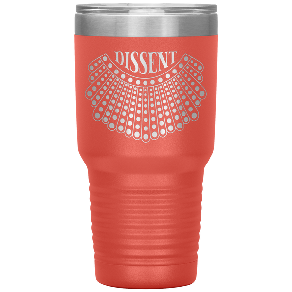I Dissent Lace Collar Ruth Bader Ginsburg RBG Feminist Gifts Tumbler Insulated Hot Cold Travel Coffee Cup BPA Free