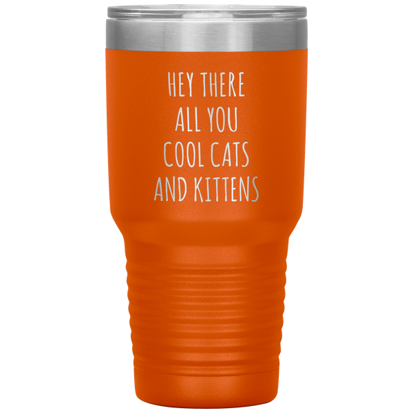 Hey There All You Cool Cats and Kittens Mug Funny Tumbler Insulated Travel Coffee Cup 30oz BPA Free