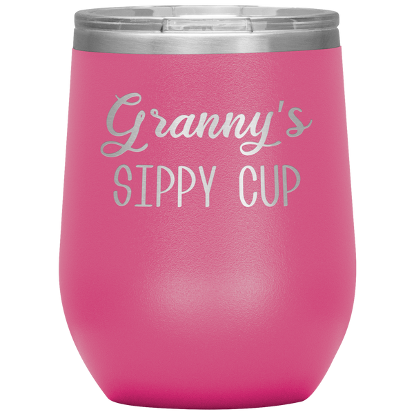 Granny's Sippy Cup Gift for Granny Funny Stemless Stainless Steel Insulated Wine Tumbler BPA Free 12oz