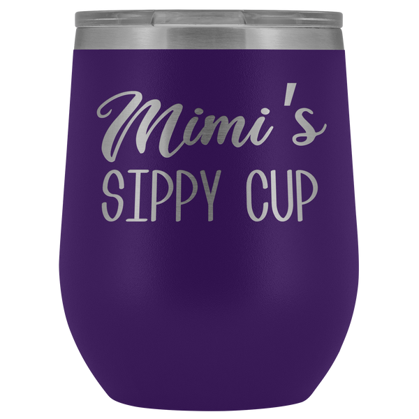 Mimi's Sippy Cup Mimi Wine Tumbler Gifts for Mimis Funny Stemless Stainless Steel Insulated Tumblers Hot Cold BPA Free 12oz Travel Cup