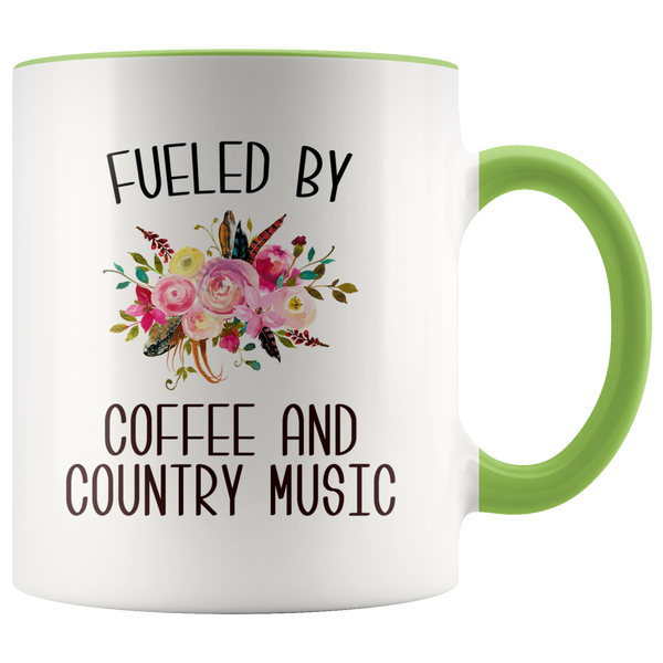 Fueled By Coffee and Country Music Mug Country Coffee Cup Cute Floral Country Western Music Fan Gift for Her Nashville Mug I Love Country Music