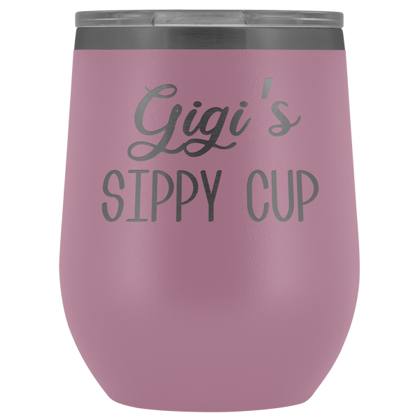 Gigi's Sippy Cup Gigi Wine Tumbler Gifts Funny Stemless Stainless Steel Insulated Tumblers Hot Cold BPA Free 12oz Travel Cup