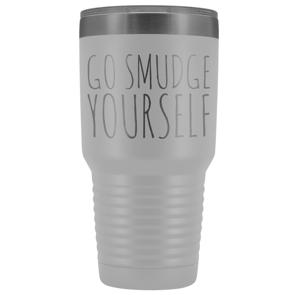 Go Smudge Yourself Tumbler Funny Rude Gifts for Friends Metal Mug Insulated Hot Cold Travel Coffee Cup 30oz BPA Free