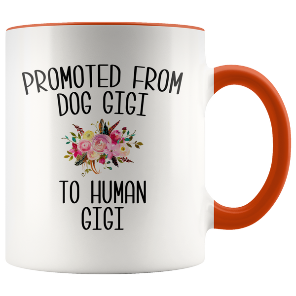 Promoted From Dog Gigi To Human Gigi Mug New GiGis Pregnancy Announcement Mother in Law Reveal Gift for Her Baby Shower Gifts